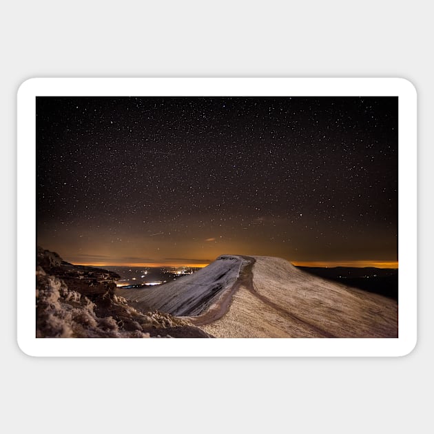 Pen y Fan at night in the Brecon Beacons National Park Sticker by dasantillo